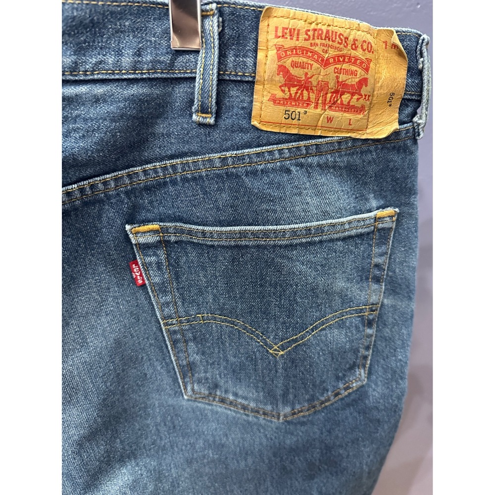 Levi Strauss 501‎ Mens Button Fly Jeans 41x27 Blue Denim Soft Fade